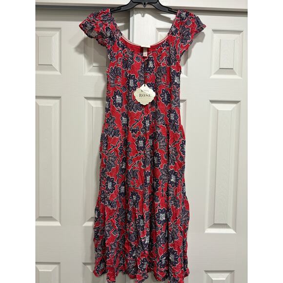 Knox Rose Dresses & Skirts - Knox Rose floral boho peasant midi dress tiered flowy womens XS cottagecore New
